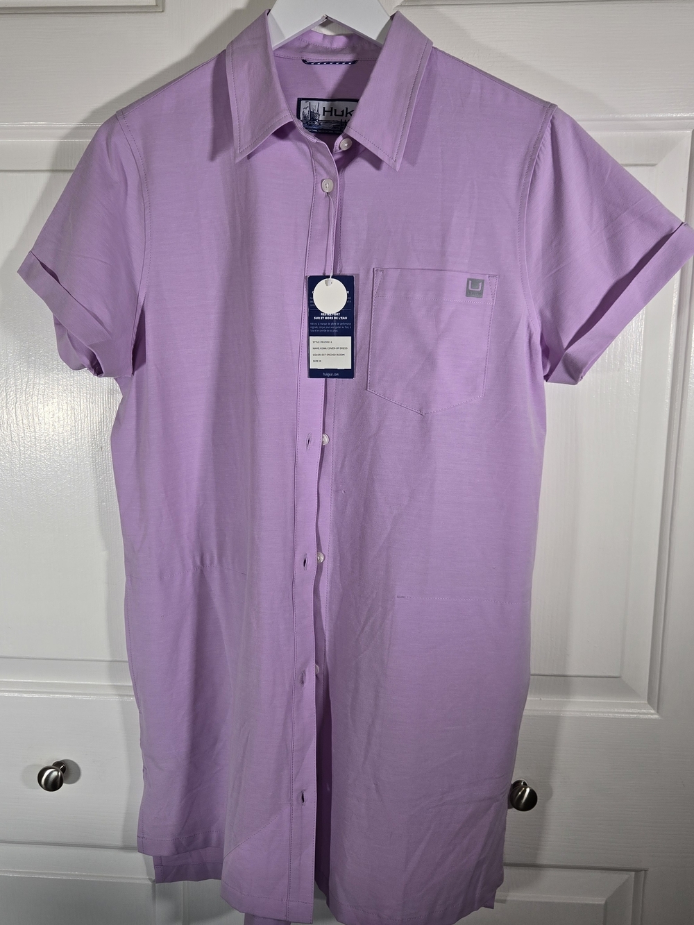 NWT Huk Kona Cover-Up Dress Orchid Bloom Size M UPF 30+ Button Front